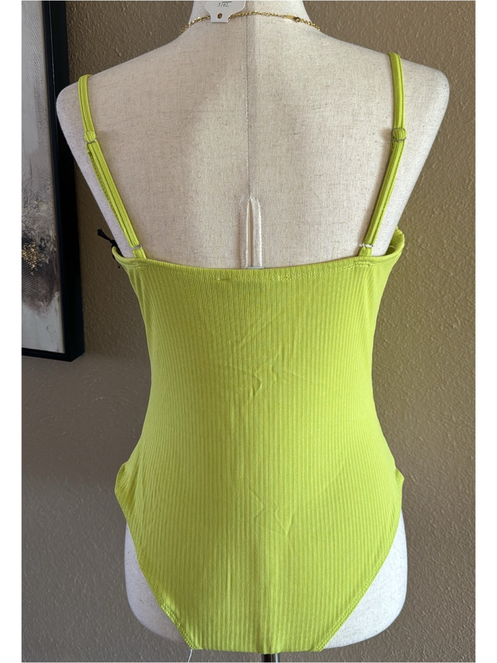 Neon Lime Ribbed Bustier Bodysuit with Underwire - Women - Picture 5 of 7